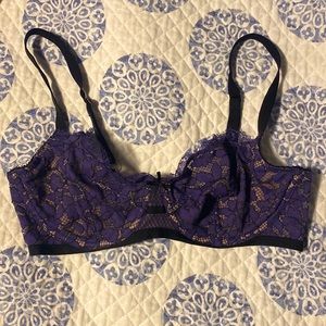 Victoria’s Secret Dream Angels Unlined Demi; 34D; black & purple, lined in nude